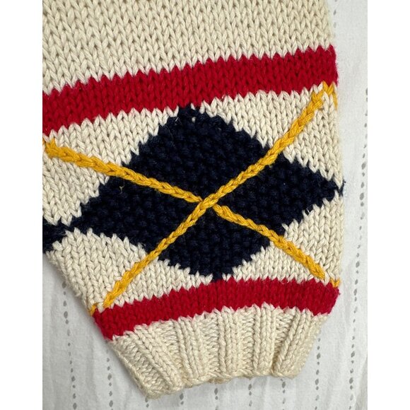 Marisa Christina Womens Hand-Knit Sweater Golf Vtg Argyle Cotton Blend Vtg RARE - Picture 3 of 12